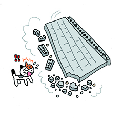 ブロック塀の倒壊のイラスト