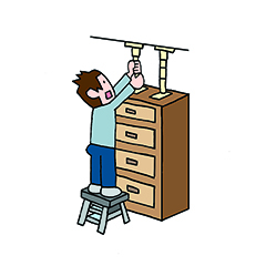 家具の転倒防止のイラスト