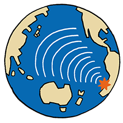 遠地津波のイラスト