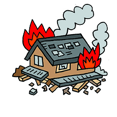 地震による火災のイラスト