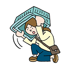 地震のときスーパーのカゴで頭部を守る人のイラスト